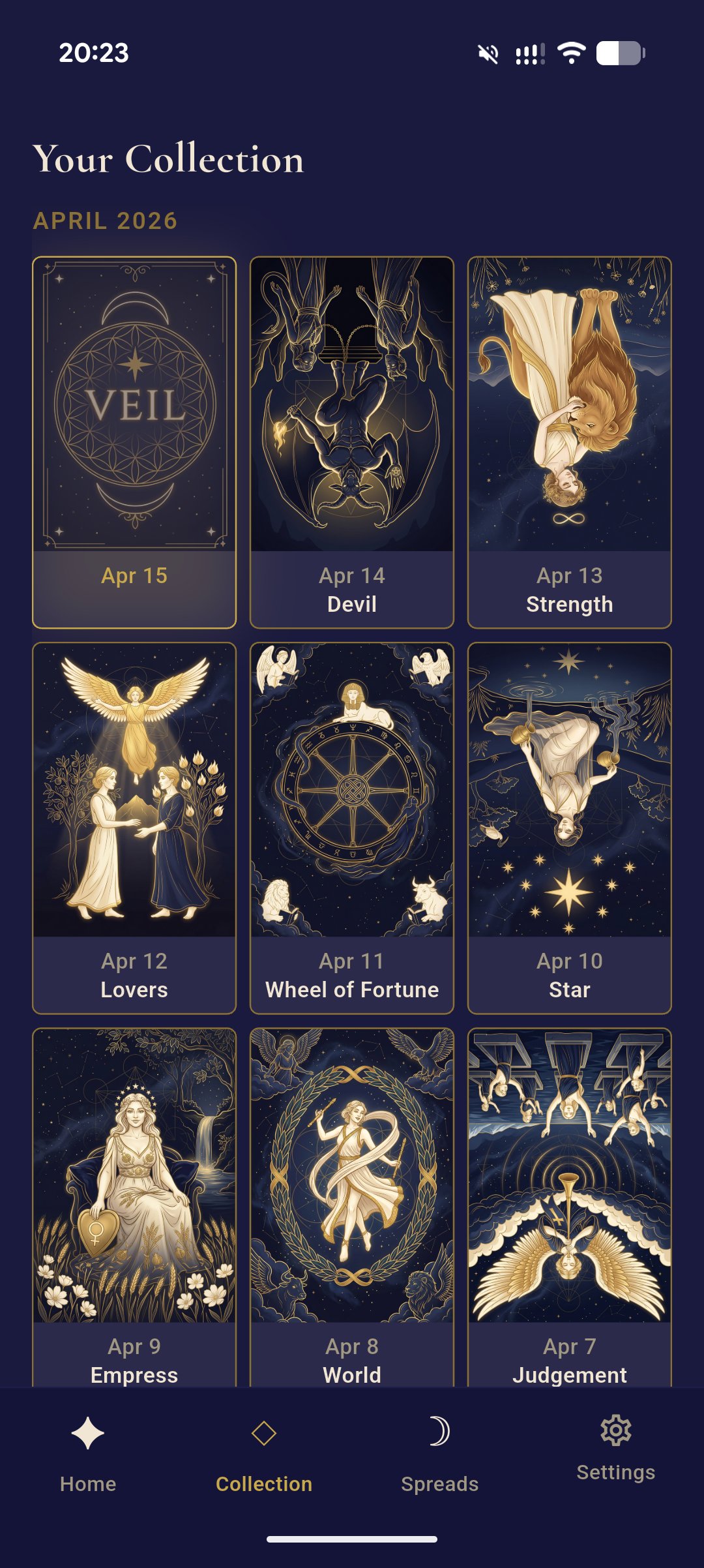 Veil collection — your reading history by date