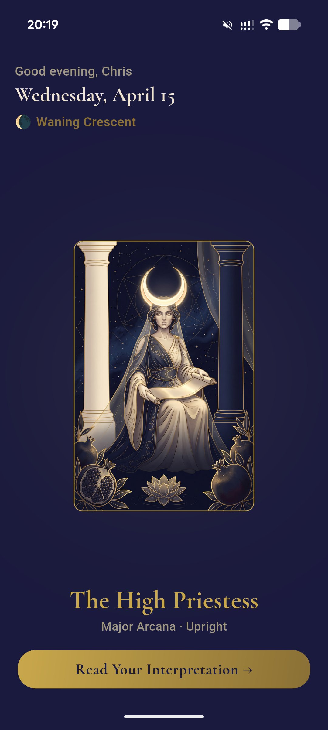 Veil revealed card — The High Priestess