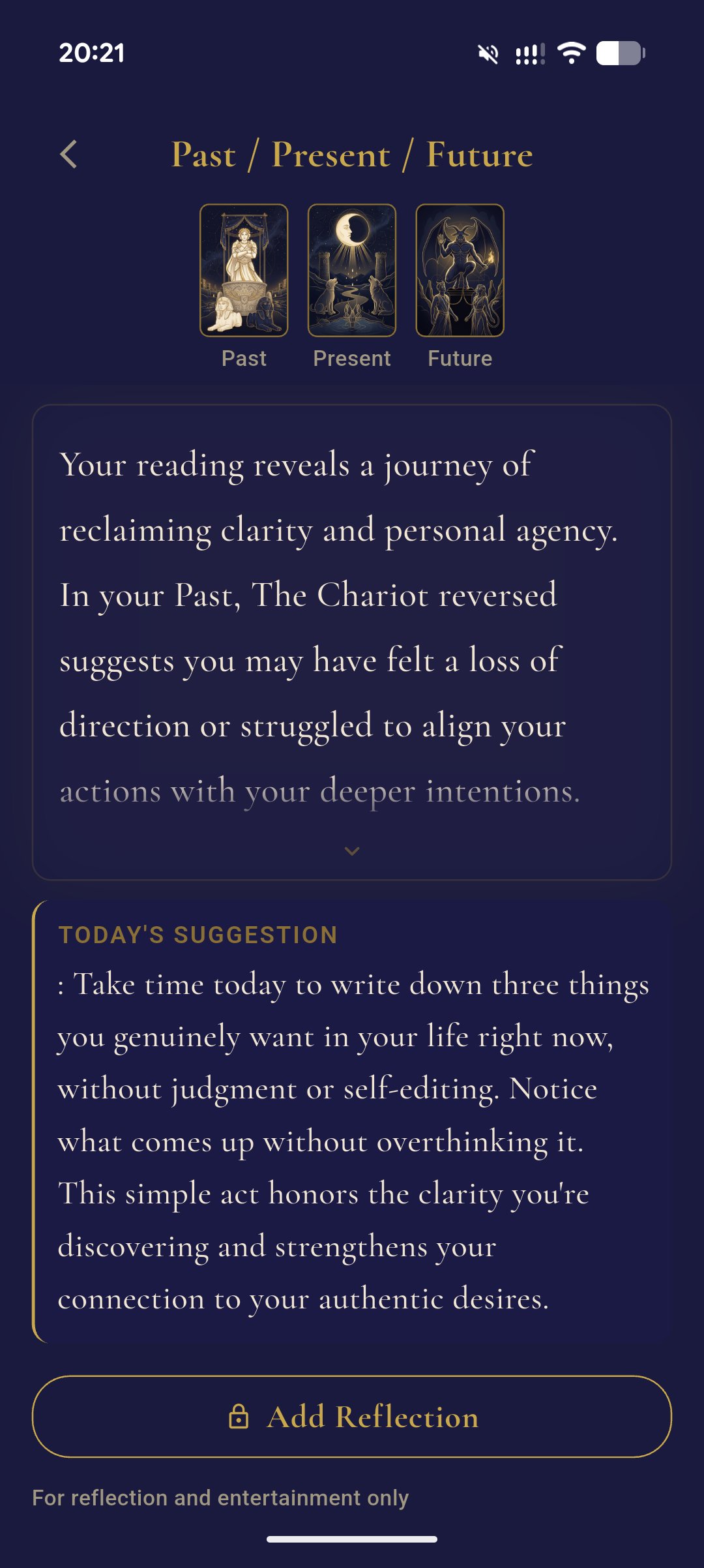 Veil Past / Present / Future spread reading
